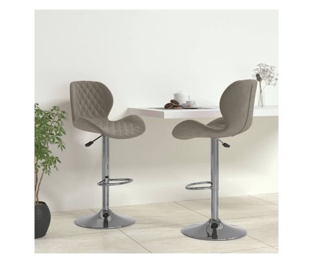 Barski stoli, 2 kosa, svetlo siva, žamet