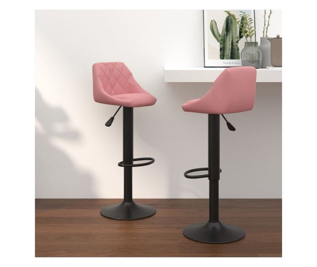 Barski stoli, 2 kosa, roza, žamet