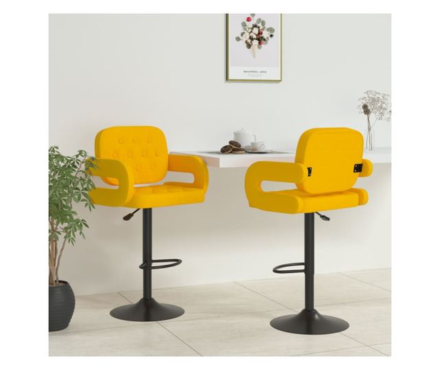 Barski stoli, 2 kosa, gorčično rumena, blago