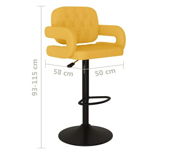 Barski stoli, 2 kosa, gorčično rumena, blago