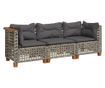 3 személyes szürke polyrattan kerti kanapé párnával