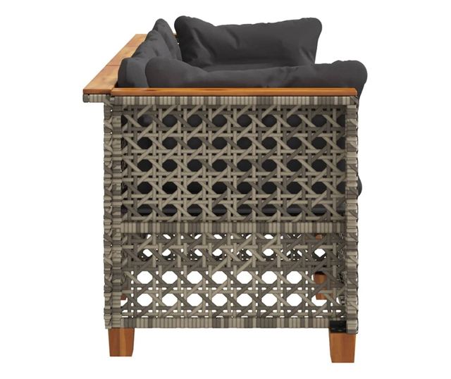 3 személyes szürke polyrattan kerti kanapé párnával