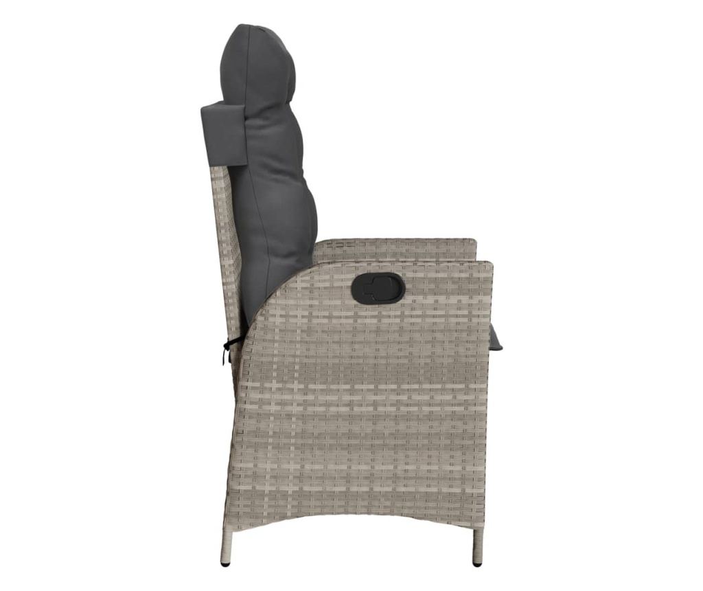 Бистро комплект с възглавници 3 части светлосив полиратан - 6