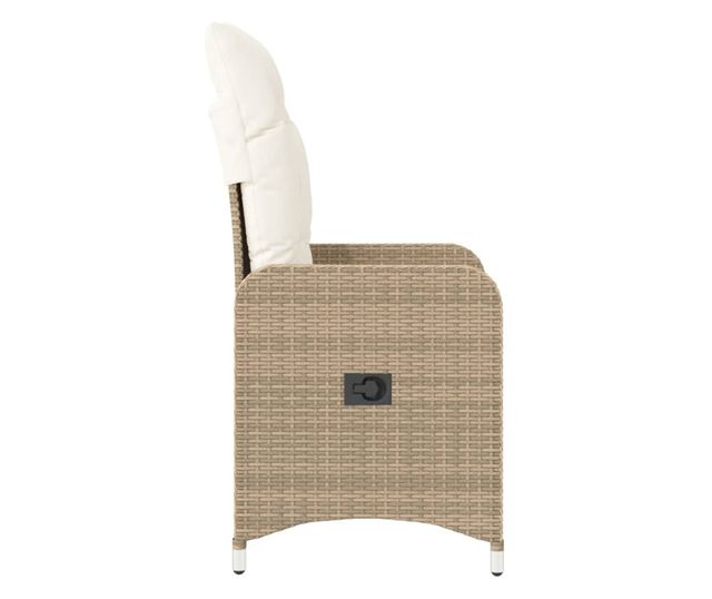 2 db bézs polyrattan dönthető kerti szék párnákkal