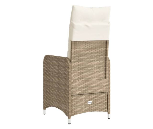 2 db bézs polyrattan dönthető kerti szék párnákkal