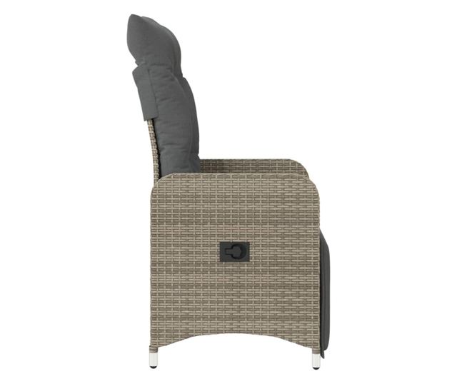 szürke polyrattan dönthető kerti szék párnákkal