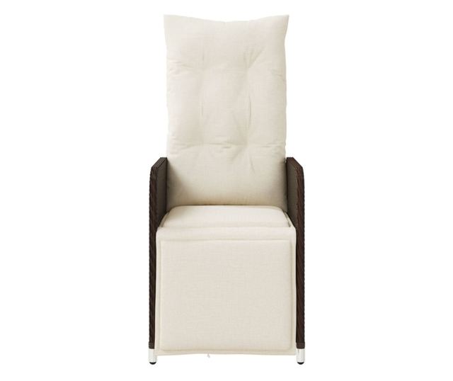 2 db barna polyrattan dönthető kerti szék asztallal