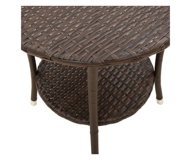 2 db barna polyrattan dönthető kerti szék asztallal