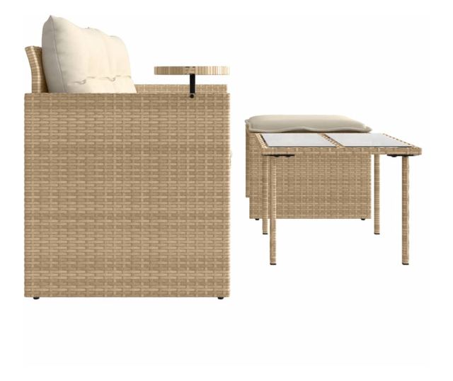 3 részes bézs polyrattan kerti ülőgarnitúra párnákkal