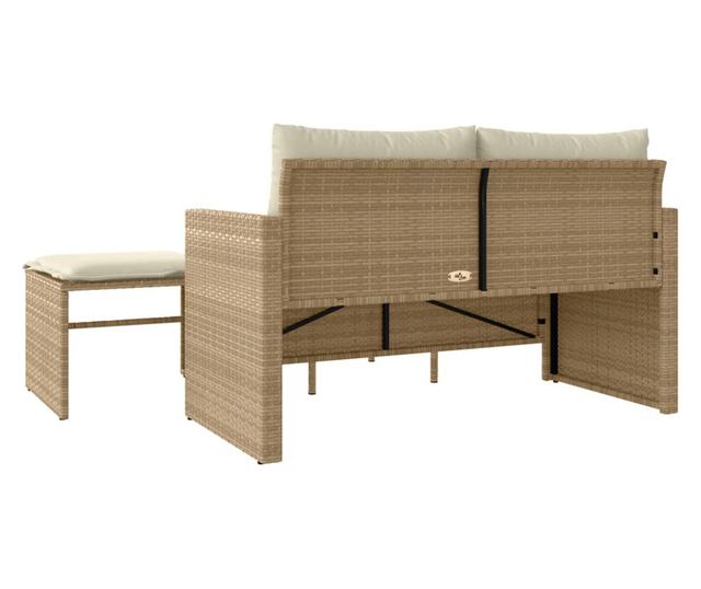 3 részes bézs polyrattan kerti ülőgarnitúra párnákkal