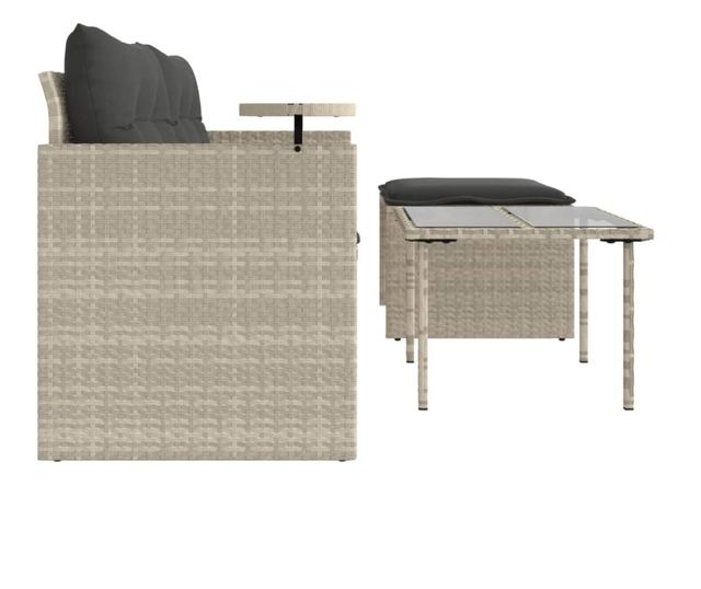 3 részes világosszürke polyrattan kerti ülőgarnitúra párnával