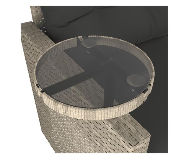 3 részes világosszürke polyrattan kerti ülőgarnitúra párnával