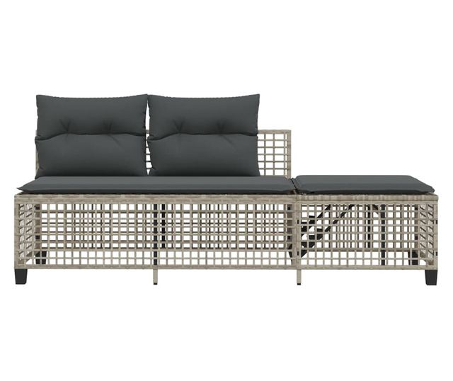 3 részes szürke polyrattan kerti sarokkanapészett párnákkal