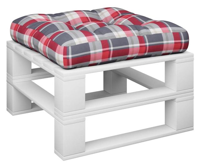 vidaXL Pernă pentru paleți, roșu carouri, 58x58x10 cm, textil