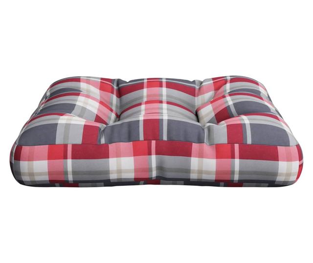 vidaXL Pernă pentru paleți, roșu carouri, 58x58x10 cm, textil