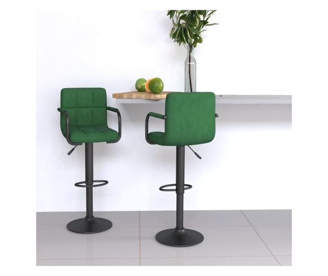 Barski stoli, 2 kosa, temno zeleni, žamet
