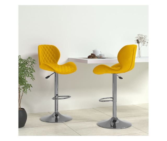 Barski stoli, 2 kosa, gorčično rumena, žamet