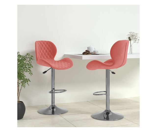 Barski stoli, 2 kosa, roza, žamet