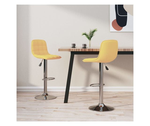 Barski stoli, 2 kosa, rumeni, tekstil
