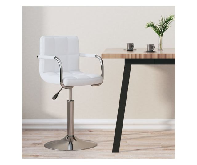 Barski stol, bel, umetno usnje