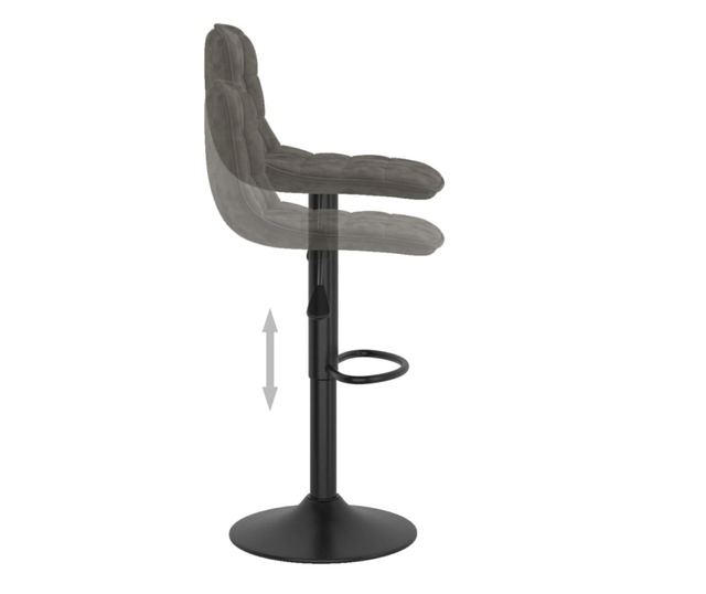 Barski stol, temno siv, žamet