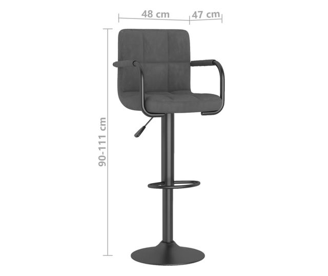 Barski stoli, 2 kosa, temno siva, žamet