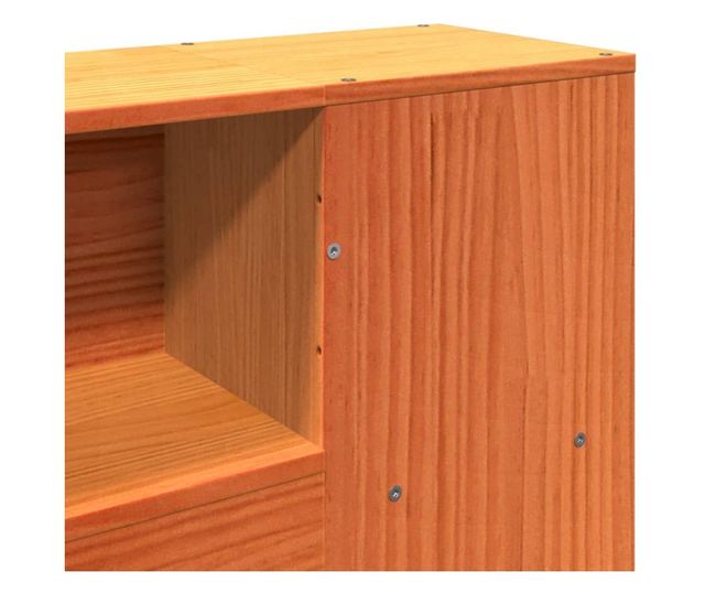 viaszbarna tömör fenyőfa fejtámla tárolóval 150 cm