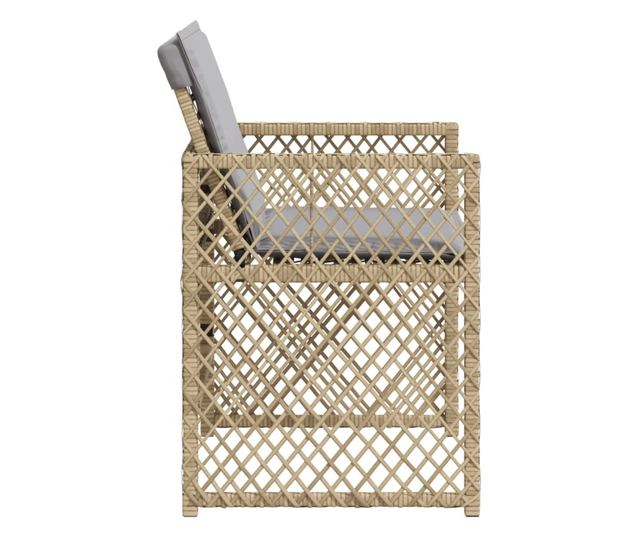 4 db vegyes bézs polyrattan kerti szék párnával