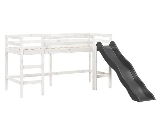 fehér tömör fenyőfa gyerek-galériaágy matrac nélkül 90 x 190 cm