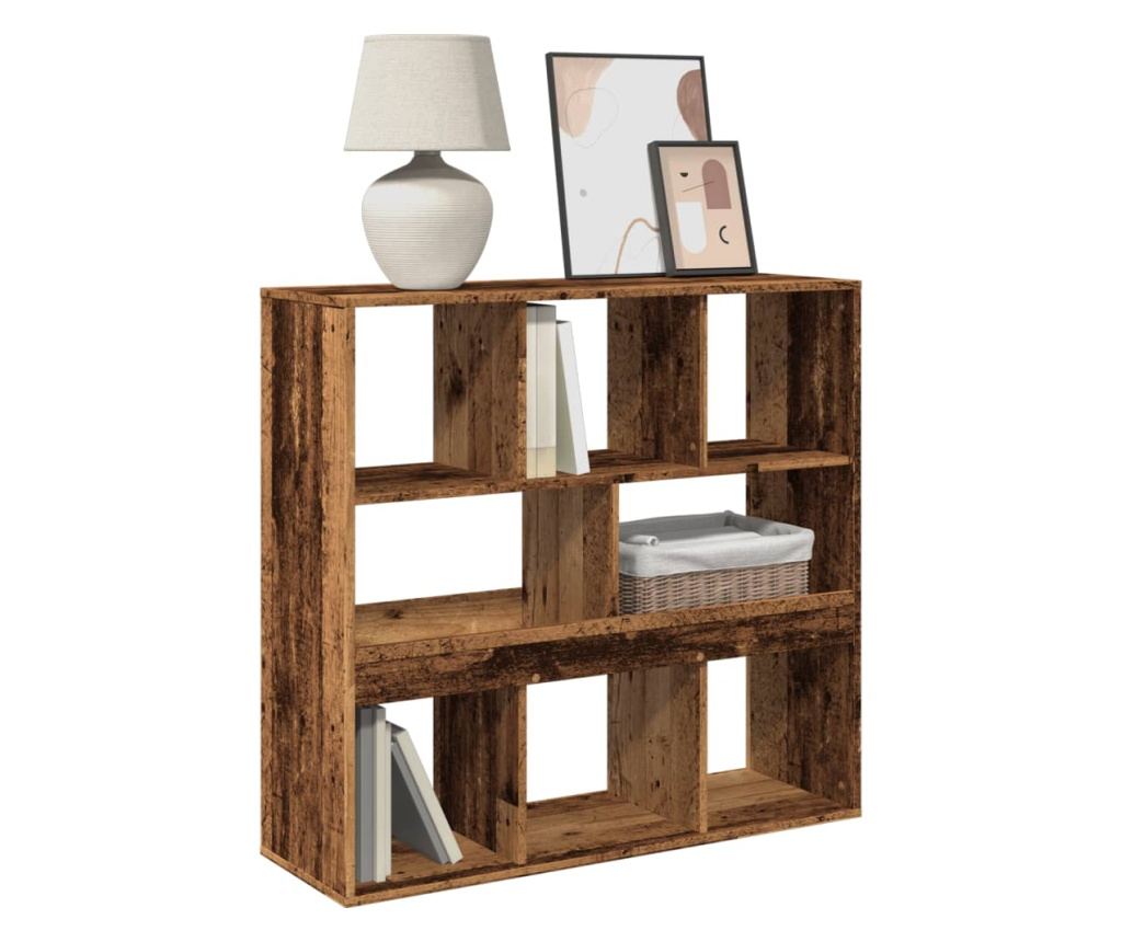 antik fa színű térelválasztó könyvszekrény 100 x 33 x 94,5 cm - 3