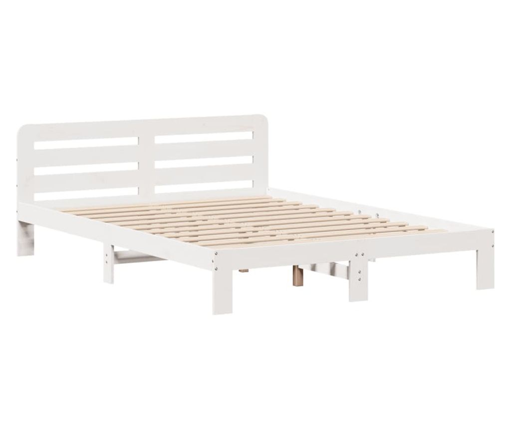 fehér tömör fenyőfa ágy matrac nélkül 140 x 200 cm - 3
