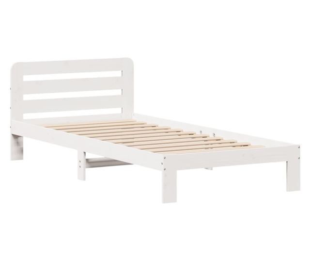 fehér tömör fenyőfa ágy matrac nélkül 75 x 190 cm