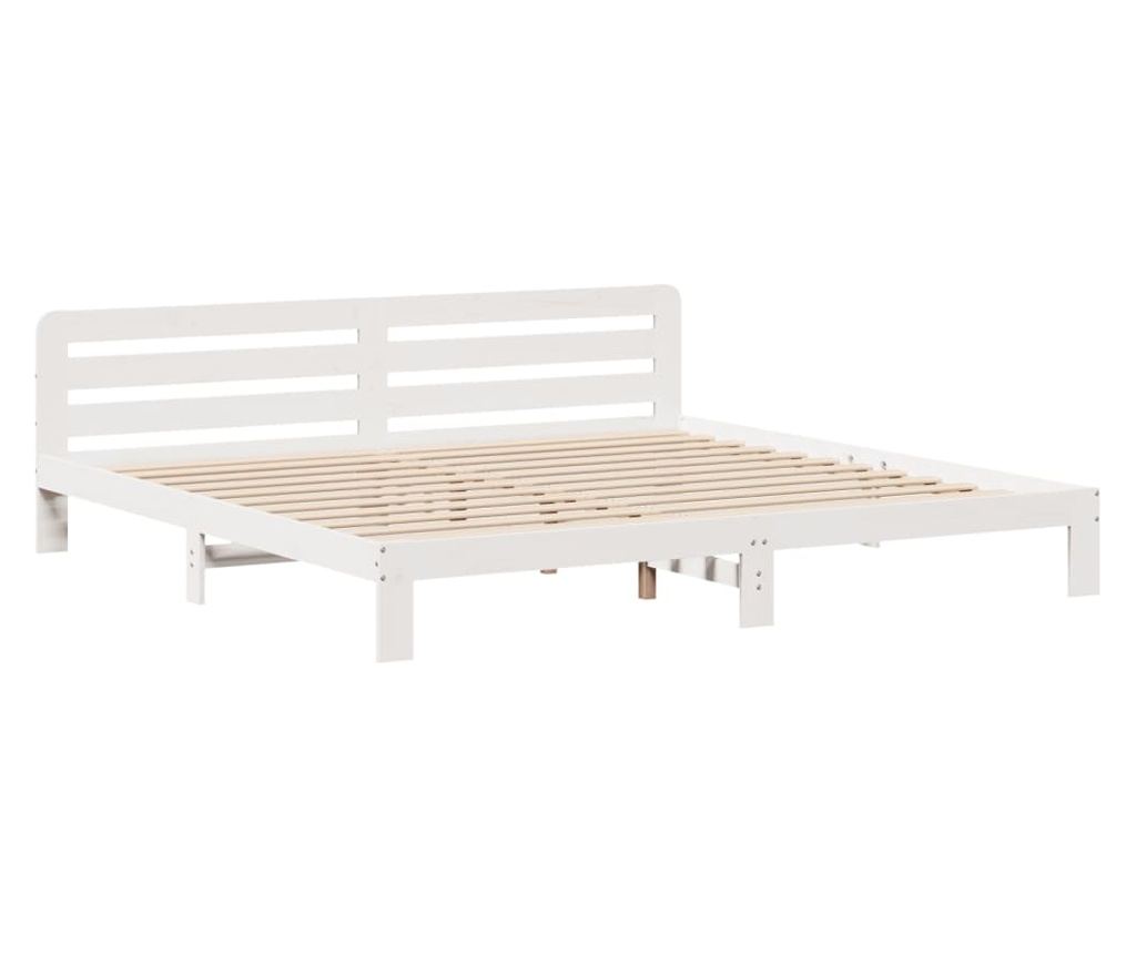 fehér tömör fenyőfa ágy matrac nélkül 180 x 200 cm - 3