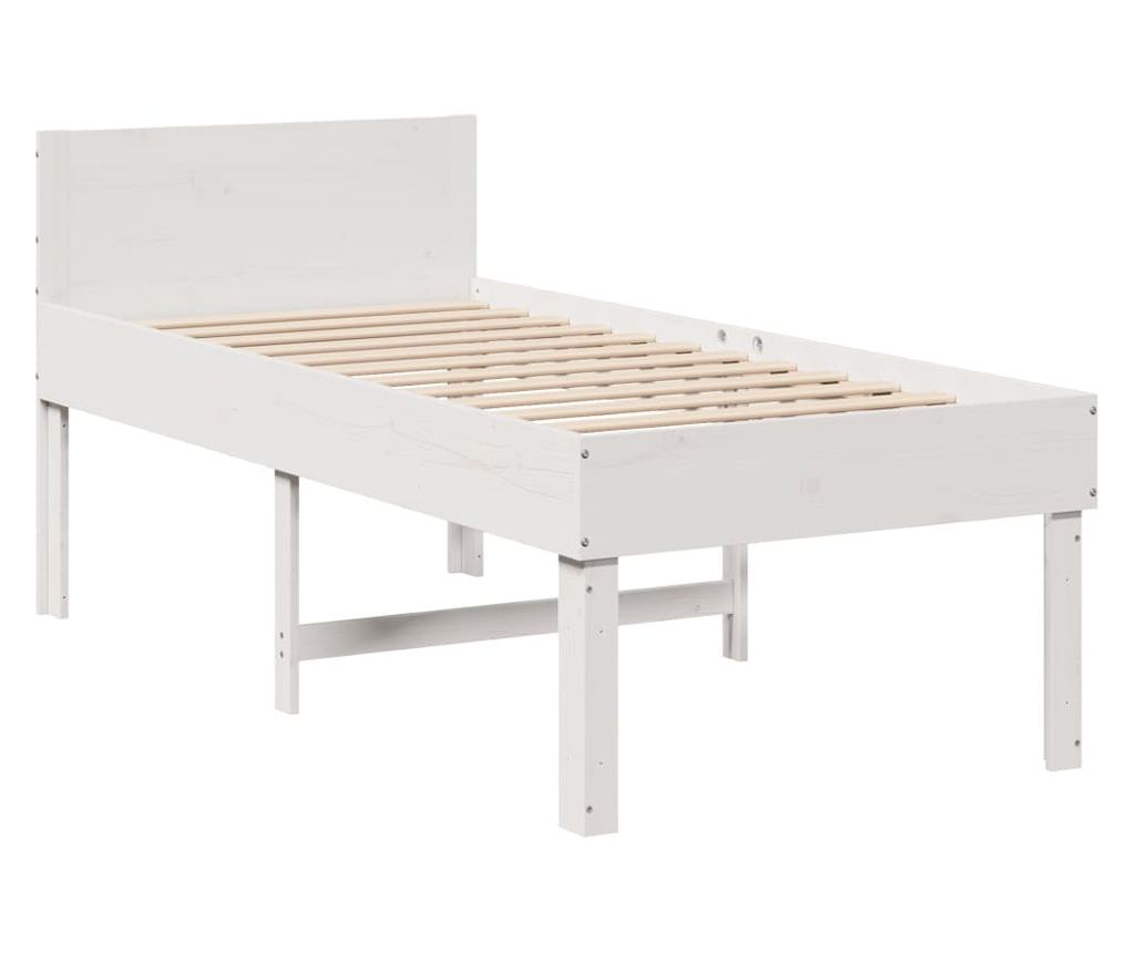 fehér tömör fenyőfa ágy matrac nélkül 90 x 200 cm - 3