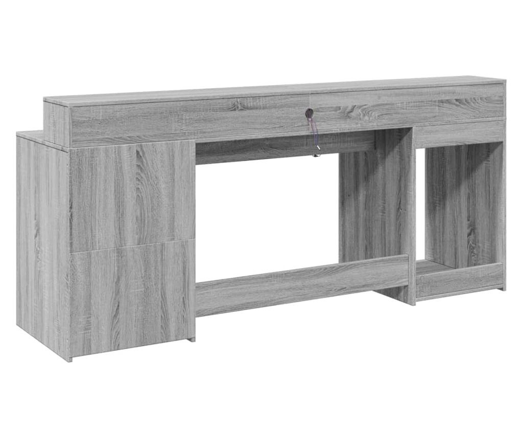 Psací stůl s LED šedý sonoma 200 x 55 x 91 cm kompozitní dřevo - 7