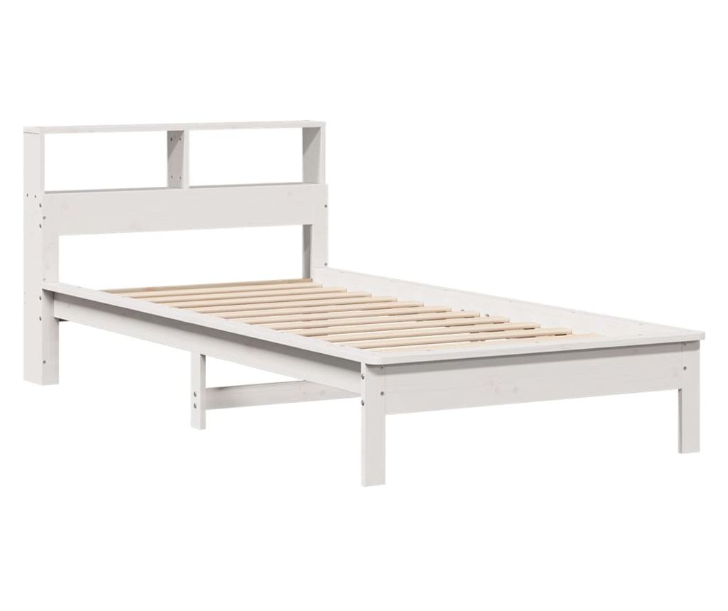 fehér tömör fenyőfa könyvespolcos ágy matrac nélkül 90 x 190 cm - 3