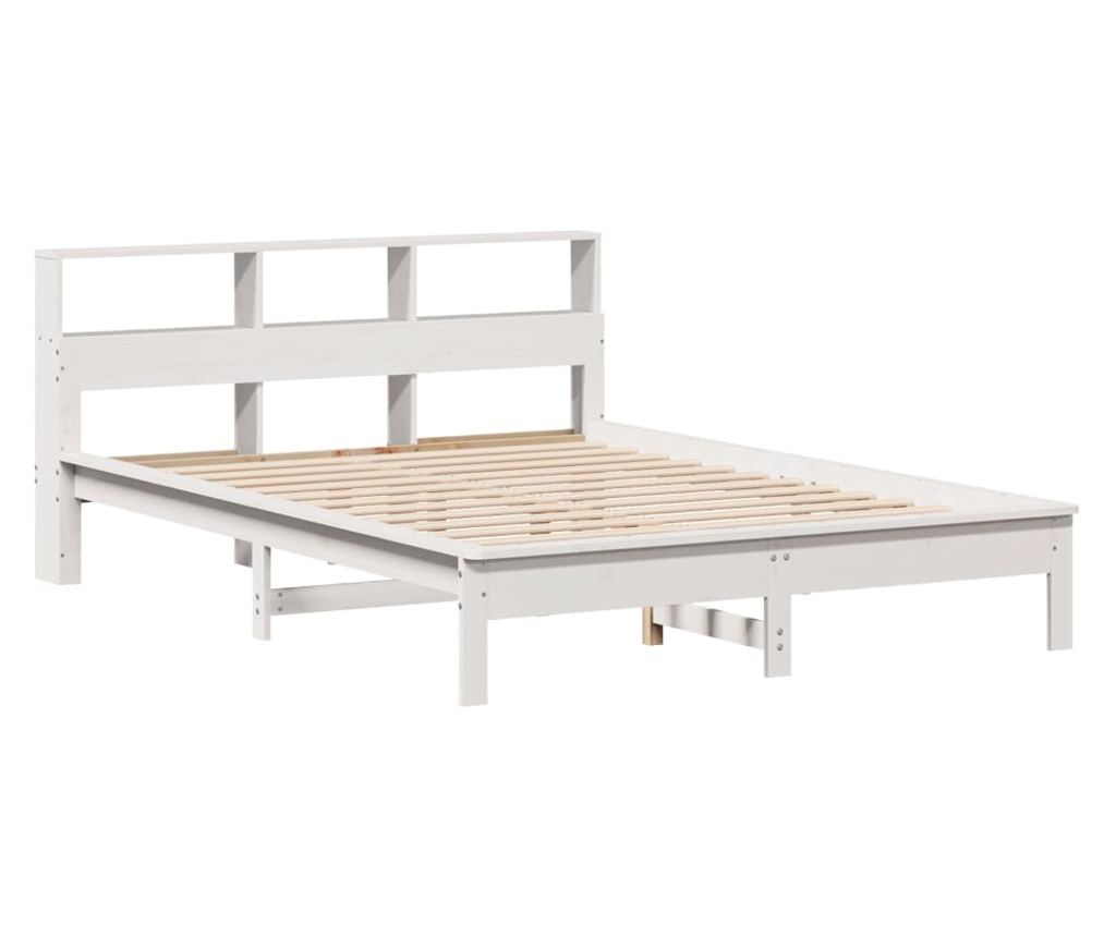 Рамка за легло без матрак, бяла, 135x190 см, масивна борова дървесина - 3