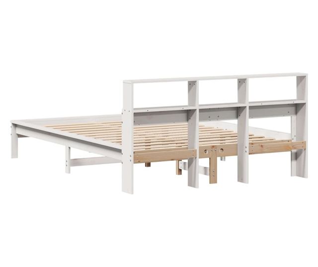 fehér tömör fenyőfa könyvespolcos ágy matrac nélkül 120x190 cm