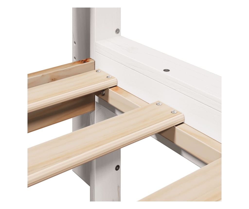 fehér tömör fenyőfa könyvespolcos ágy matrac nélkül 100x200 cm - 7