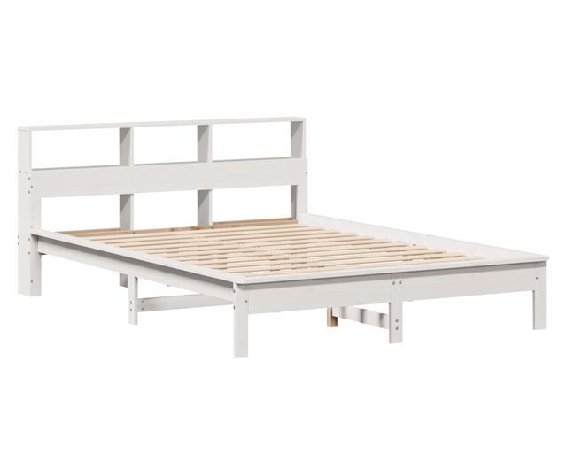 fehér tömör fenyőfa könyvespolcos ágy matrac nélkül 120x190 cm