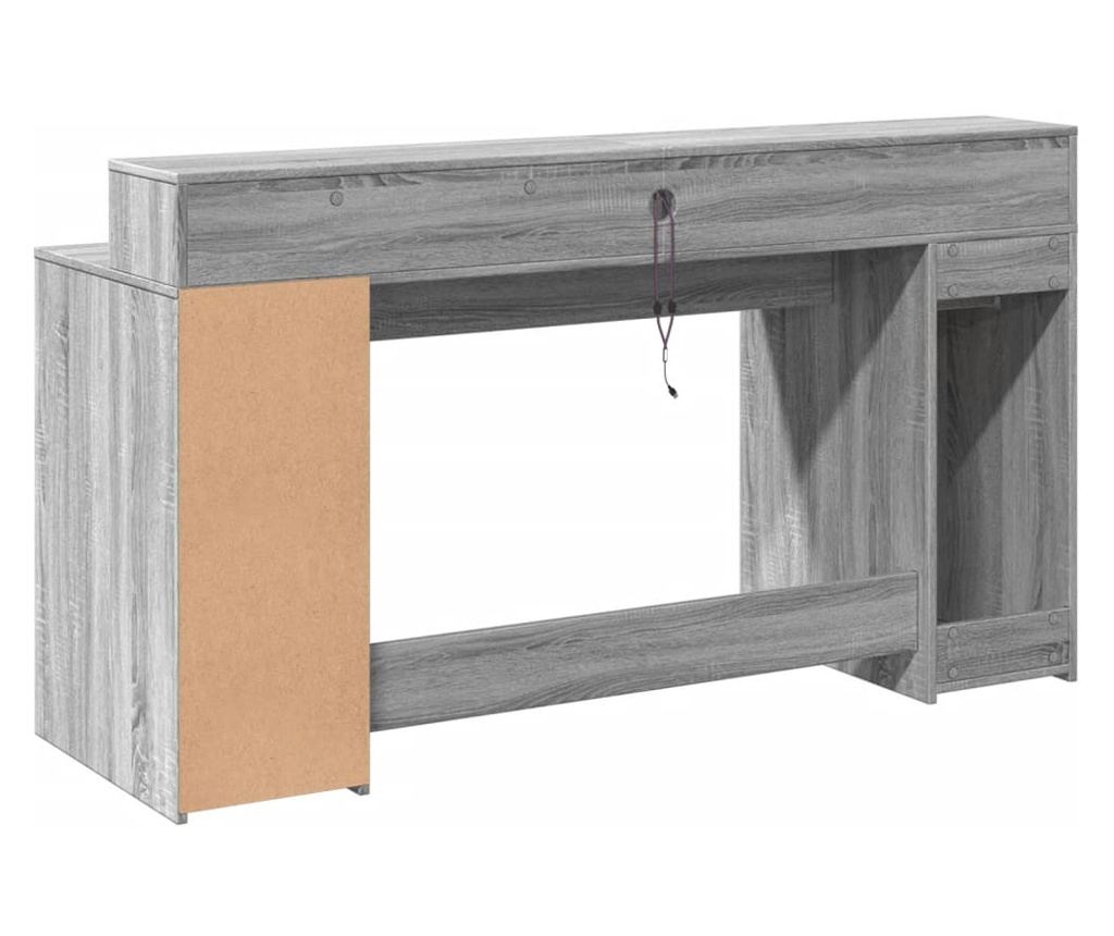 Psací stůl s LED šedý sonoma 160 x 55 x 91 cm kompozitní dřevo - 7