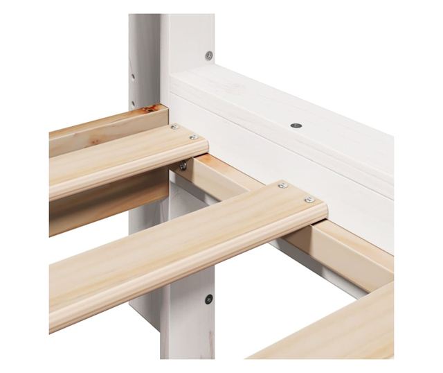 fehér tömör fenyőfa könyvespolcos ágy matrac nélkül 120x190 cm