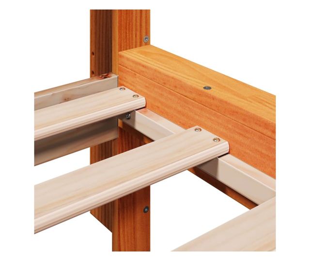 barna tömör fenyőfa könyvespolcos ágy matrac nélkül 100 x 200cm