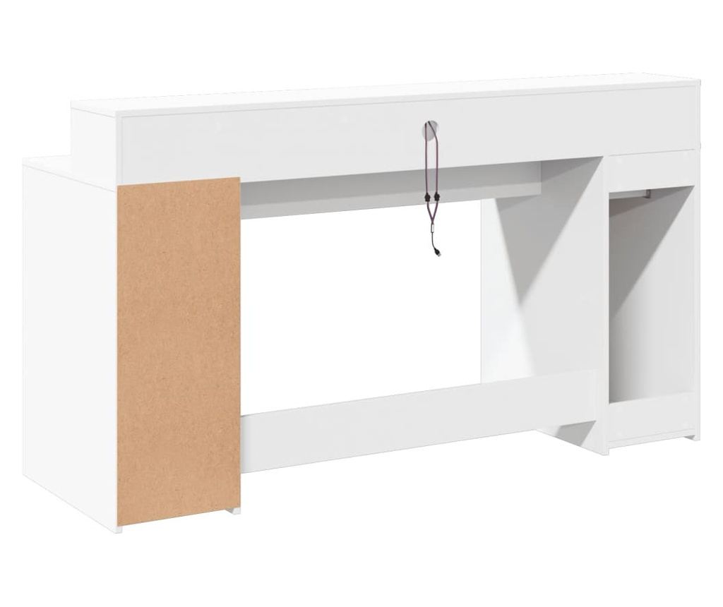 Psací stůl s LED světly bílý 160 x 55 x 91 cm kompozitní dřevo - 7