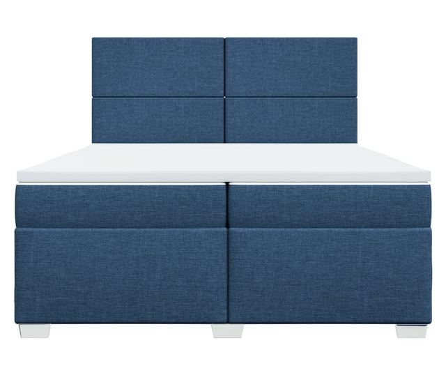 Боксспринг легло с матрак, синьо, 200x200 см, текстил