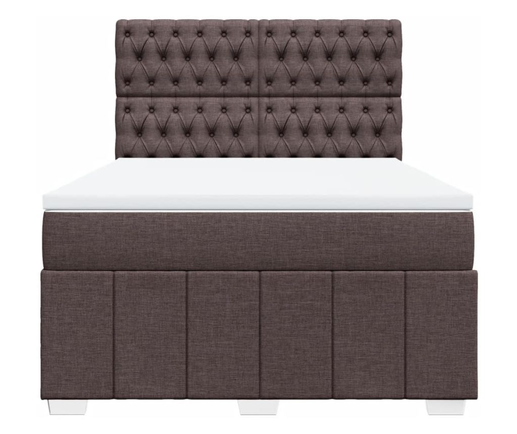 Континентално легло с матрак, тъмнокафяво, 140x200 см, текстил - 4