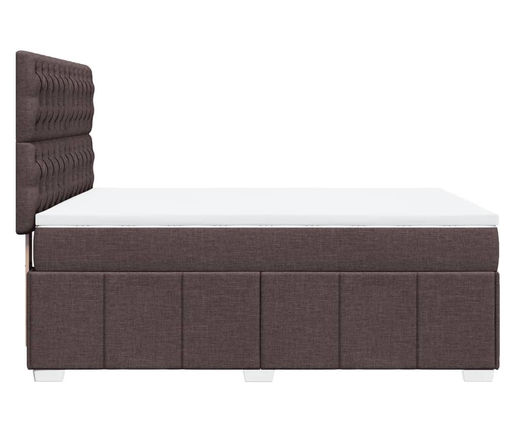 Континентално легло с матрак, тъмнокафяво, 140x200 см, текстил - 5