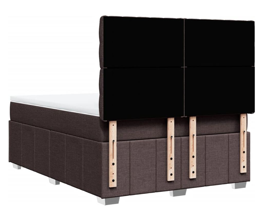 Континентално легло с матрак, тъмнокафяво, 140x200 см, текстил - 6