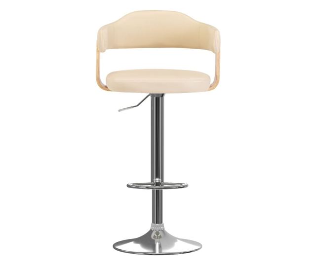 Barski stoli, 2 kosa, kremni, upognjen les in umetno usnje