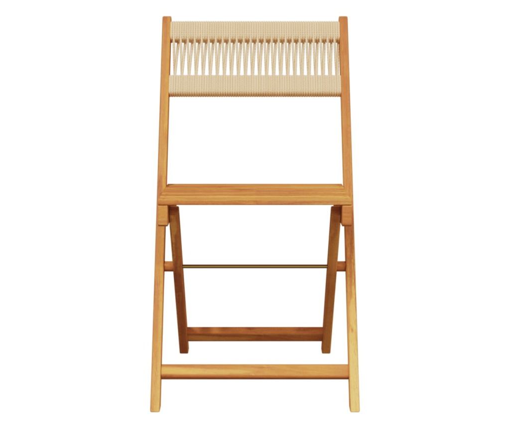 3dílný bistro set béžový polypropylen a masivní dřevo - 4